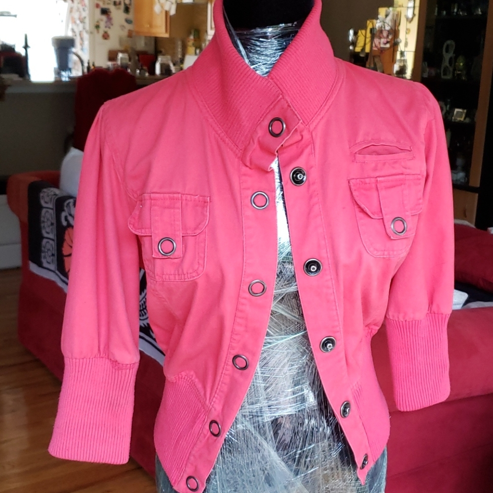 Wet seal M strawberry color cropped jacket